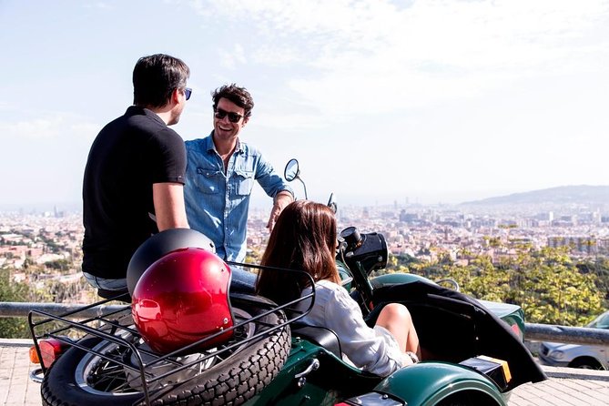 Barcelona Private Tour by Sidecar Motorcycle - A short pause at Barceloneta Beach