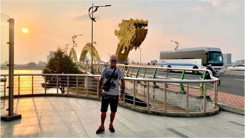 Da Nang Easy Rider Half-day city tour on motorbike - Dragon Bridge finishes with Da Nang’s signature shape