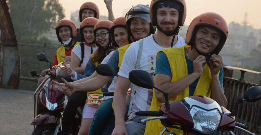 Hanoi Motorbike Adventures - Crossing Long Bien Bridge toward Banana Island