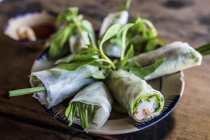 Hanoi Street Food Tour By Motorbike + Sightseeing SAFE & FUN - First bites: bun cha and grilled spring rolls