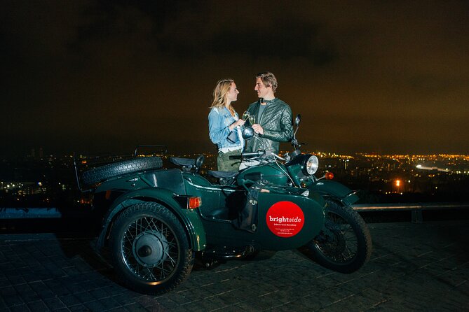 Night Tour of Barcelona by Sidecar Motorcycle - The Olympic Ring and a wide Barcelona view